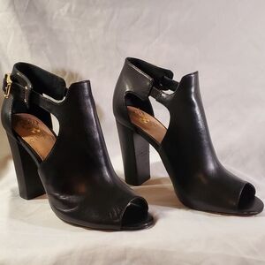 Vince Camuto Black Leather Cutout Heels